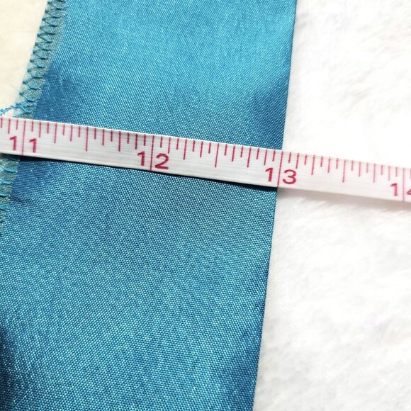 Set Of 2 Vintage Handsewn Satin Table Runners 36x13 Inches Turquoise VGC - Picture 6 of 6